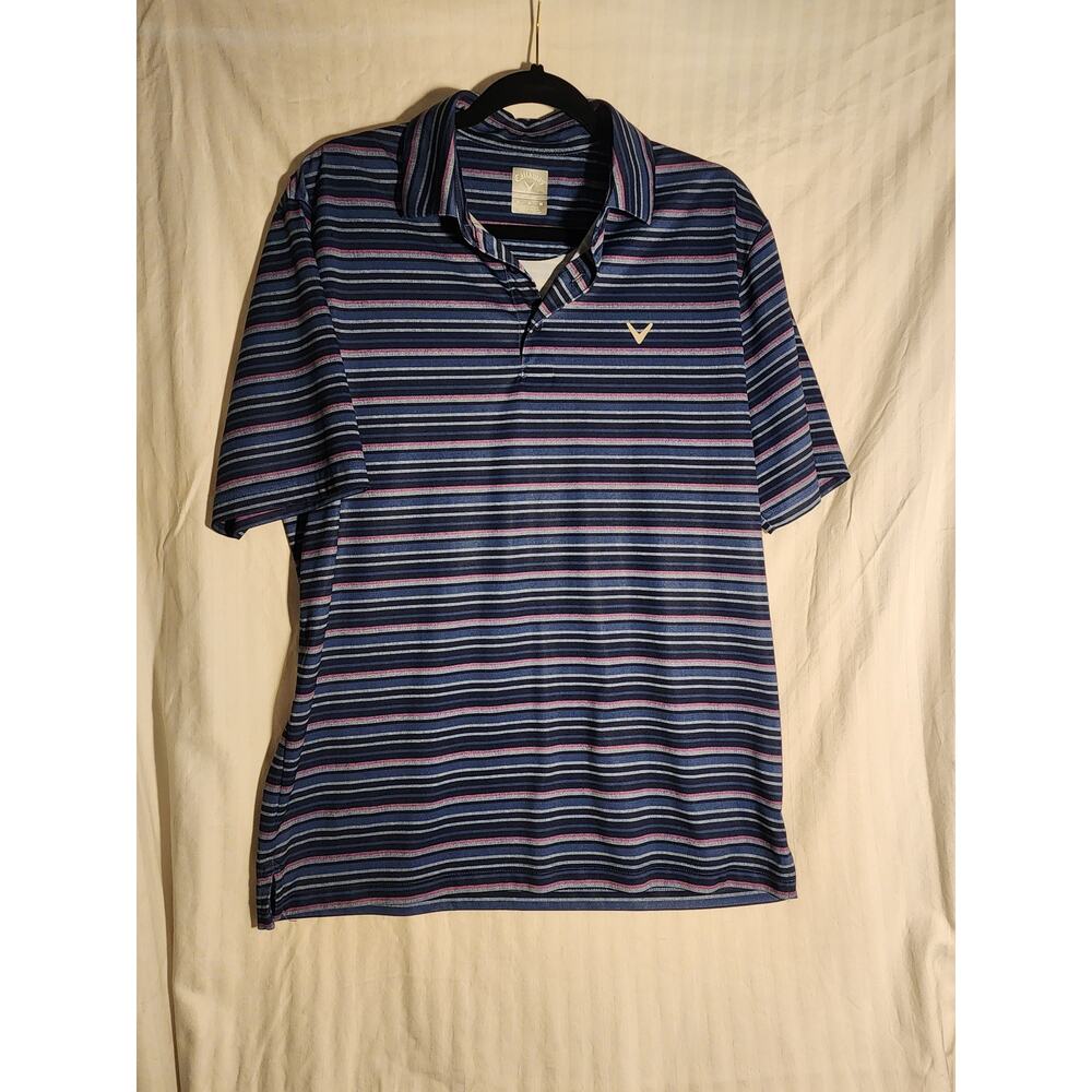 CALLAWAY  MEN'S POLO GOLF SHIRT PURPLE & BLUE SIZE MEDIUM